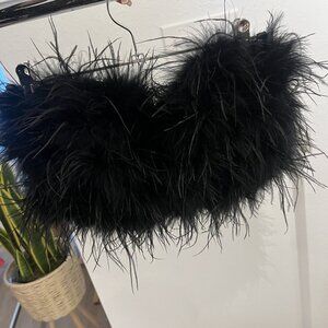 "Chanel Black Faux Feather Top"